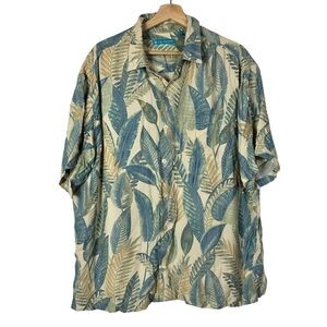 Tori Richard Honolulu Aloha Palm Feather Short Sleeve Button Down XL